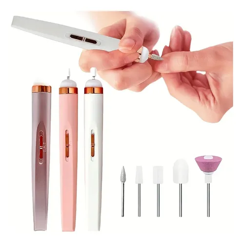 Taladro De Uñas Eléctrico Usb Portátil, 5 Accesorios, Luz Le