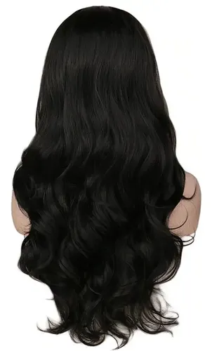 Peluca Ondas Negro Simil Natural Cosplay Drag Oncológica