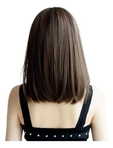 Peluca De Cabello Natural Castaño Para Mujer