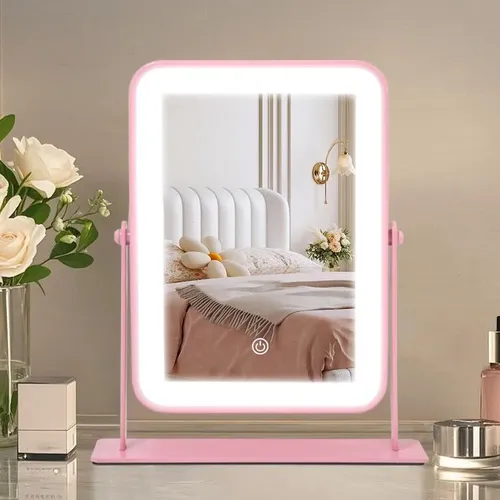 Espejo De Maquillaje Con Luz Led Yekkopt 11×9 Pulgadas Rosa