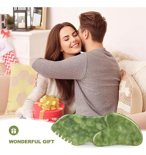 Juego De Gua Sha Airogym 2 Piezas De Jade Natural Para
