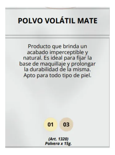 Mila Pro Polvo Volatil Mate Translucido 1320-01 Marfil