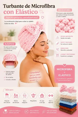 Turbante Gorro De Baño Para Cabello Super Absorbente Premium