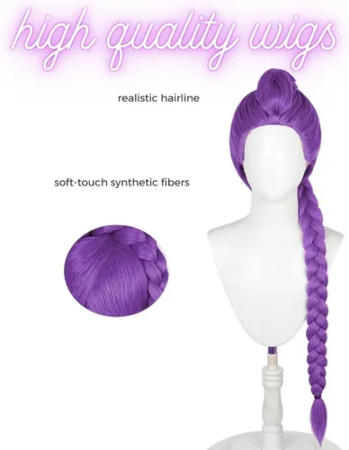 Pelucas Largas Con Trenzas Moradas For Niños, Pelucas Con T