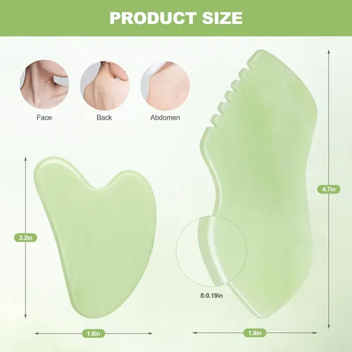 Set 2 Gua Sha Airogym Jade Masajeador Facial Corporal Verde
