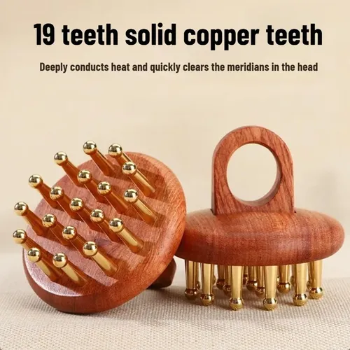Cepillo Comb Copper Sha Gua Para Masaje Meridiano De 24 Cabe 1pc