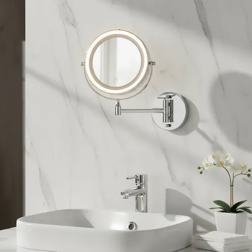 Espejo Pared Iluminación Led Aumento 10x Y 1x Reversible 360