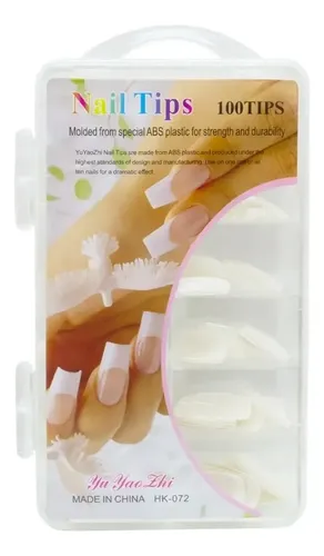 Nail Tips Uñas Postizas Naturales Blancas Manicuria Hk-072