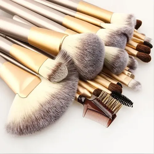 Set 24 Brochas Pinceles Maquillaje Premium Con Estuche