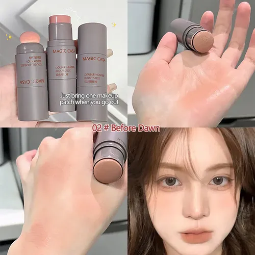 Esponja De Doble Cabezal, Colorete En Polvo Para Labios Y Me