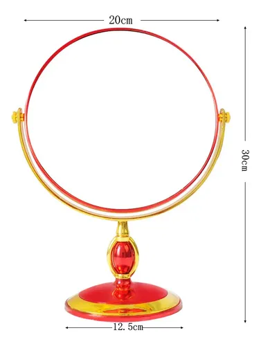 Espejo Redondo Giratorio De Doble Cara Para Cosméticos Para  Rojo Y Dorado