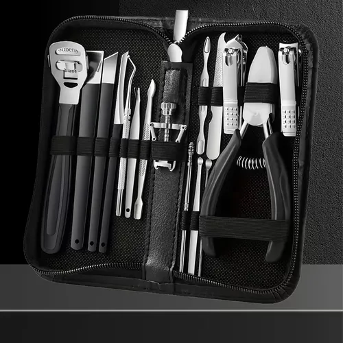 Kit Manicura 16 Piezas Con Estuche Negro