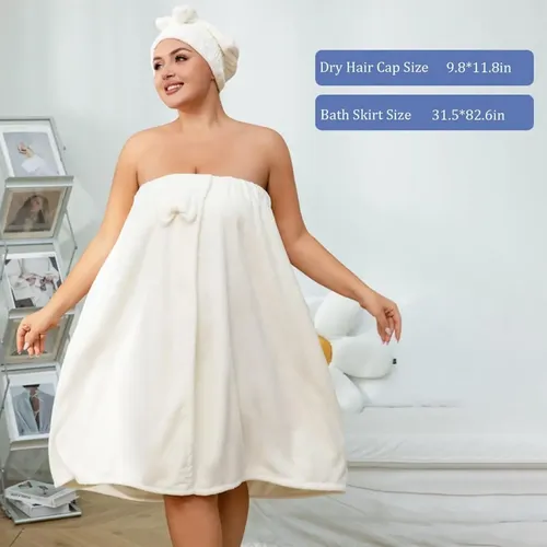 Conjunto De Falda De Baño Y Gorro De Ducha Para Señora Plus