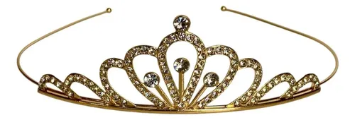 Corona Tiara Mini Dorado Eh300 Strass Fiesta Disfraz X12 Uni