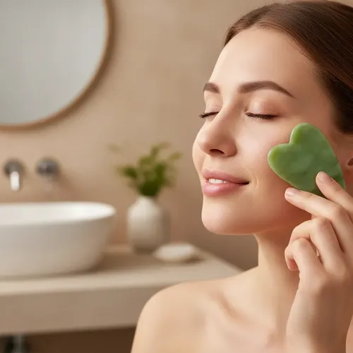 Masajeador Rostro Piedra Guasha Jade Reduce Hinchazon Facial