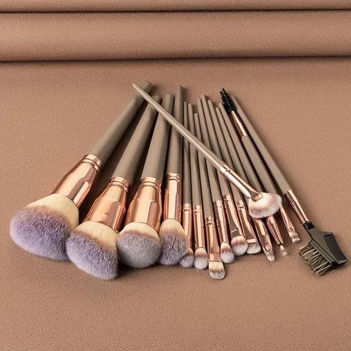 E Set 15 Brochas Maquillaje Profesional Fibra Suave