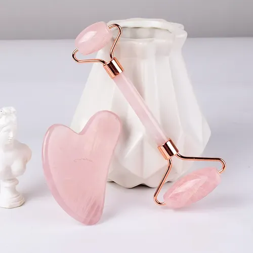 Care Tool Sha Massage Face Quartz Natural Roller Rose Gua