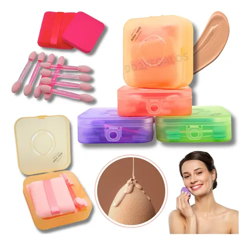 Set Esponjas Mas Aplicador De Sombras Con Estuche Para Viaje