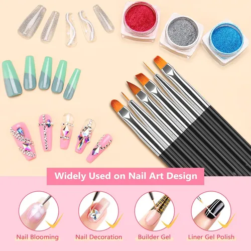 6 Cepillos De Uñas De Doble Punta Para Dibujar, Tallar Y Pun 6pcs