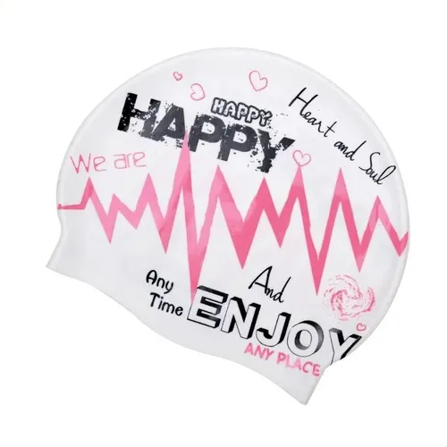 Gorros De Natación De Silicona Para Hombre, Gorro De Baño Im Blanco Printed Graphic Text And Heart Pattern Adulto