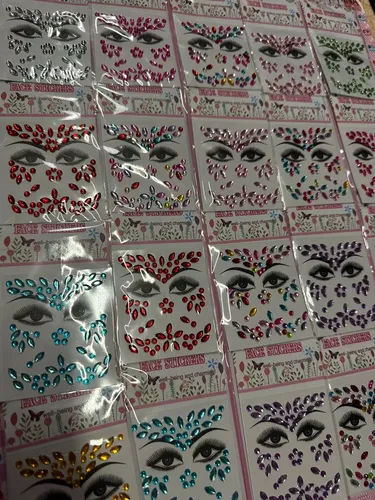 20 Strass Autoadhesivas Gemas Rostro Cuerpo Deco Multicolor