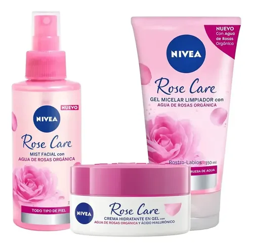 Kit X3 Rutina Diaria Facial Nivea Rose Care