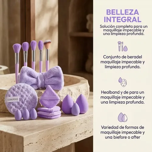 Set 46 Piezas Brochas Y Esponjas Maquillaje