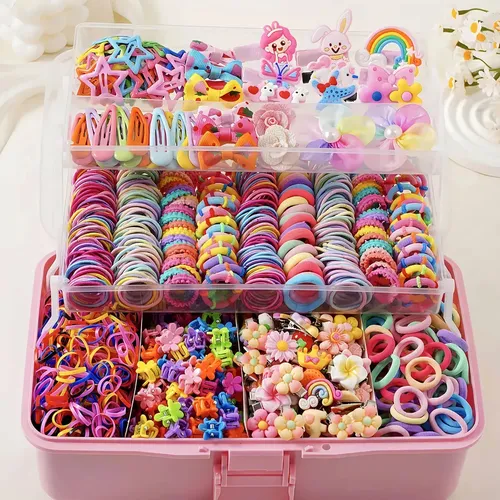 Set Y Ligas Y Accesorios Para El Cabello Niña Sin Caja
