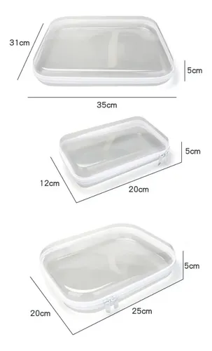 Pack X3 Estuches C/cierre Organizador Maquillajes Cosmeticos Color Blanco