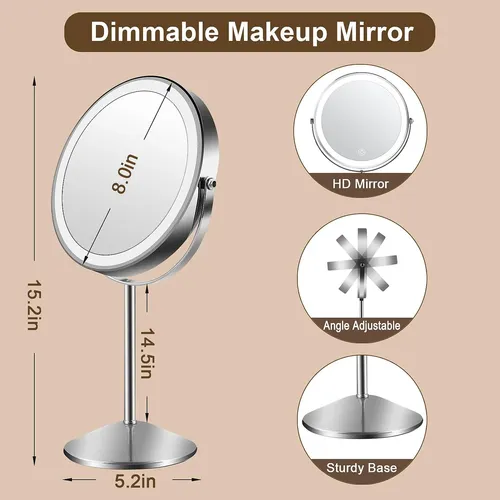 Espejo De Maquillaje Con Luz Flymiro 8 Pulgadas 1x/10x