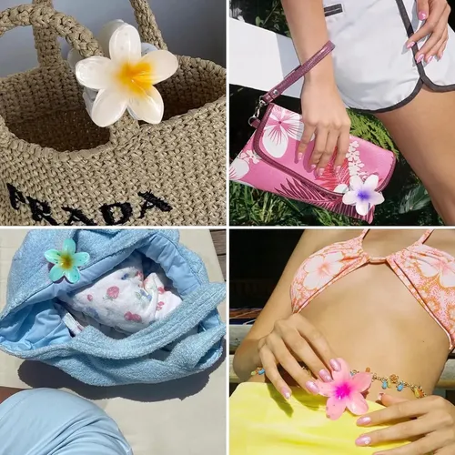 Hebillas Para El Pelo Flor Plumeria X12 Mujer Color Mixto