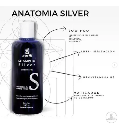 Shampoo Silver Aurill Matizador De Canas Y Rubios 280 ml