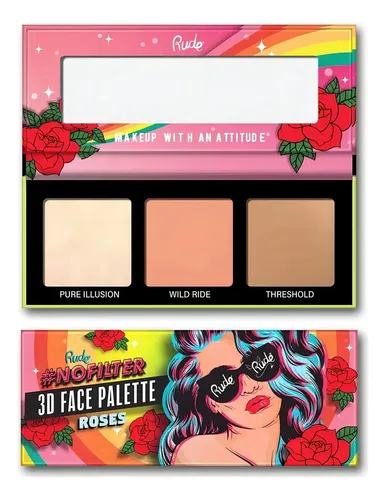 Paleta Rubor Contorno Iluminador Rude Cosmetics No Filter 3D Face