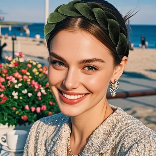 Diadema Trenzada Aro Para El Cabello De Tela Ligera
