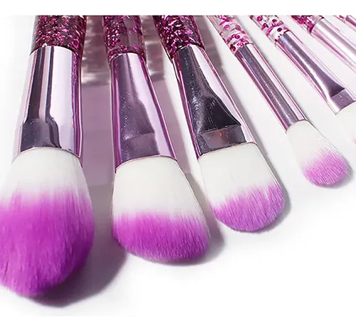 Set De Brochas De Maquillaje Crystal Handle Soft Beauty Tool Púrpura