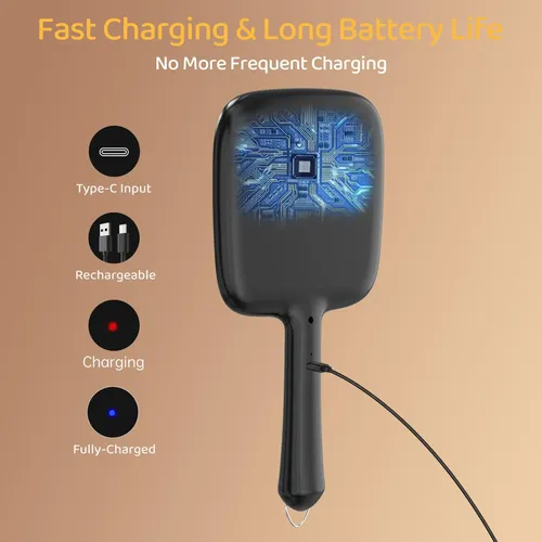 Espejo De Mano Con Luz Famihomii 30x Recargable Negro