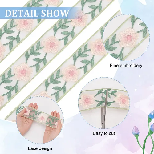 Cintas De Organza Bordadas Estilo Chino De 5 Yardas Con Form