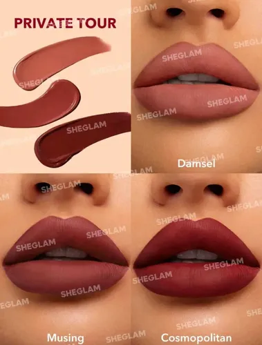Lápiz labial líquido mate Allure Sheglam Color Private Tour de 3 colores
