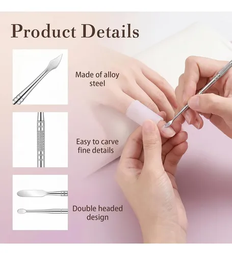 Set 3 Herramientas 3d Uñas Gel Acrílico Manicura Diy
