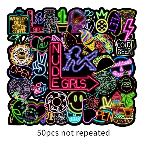 50 Piezas De Grafiti De Neón Personalizadas Al Estilo Ins Co