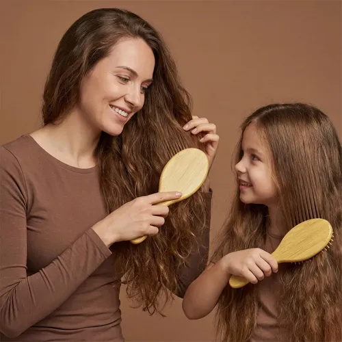 Cepillo De Pelo Svrsd De Bambú Antiestático Con Forma De Col
