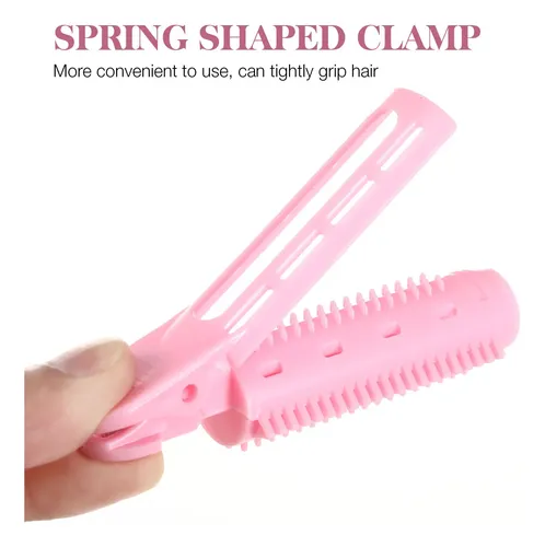 10 Rodillos Para Flequillo Clips Rizadores De Cabello Rosa