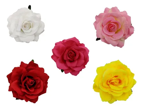 5 Pinches Pelo Forma Rosa Broche Flor Simulación
