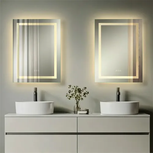 Espejo Luz Led Baño Calida Fria Neutra 80 X 60cm C/ Dimmer Desempañador Marco de Aluminio