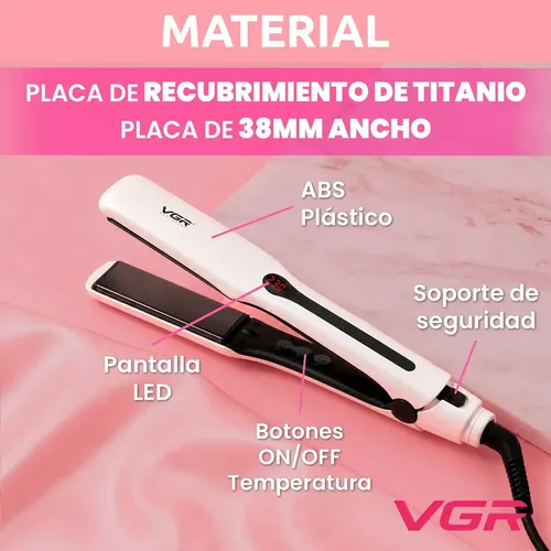 Planchita Pelo Profesional Titanio Vgr V-556 Alisado 230° Color Blanco