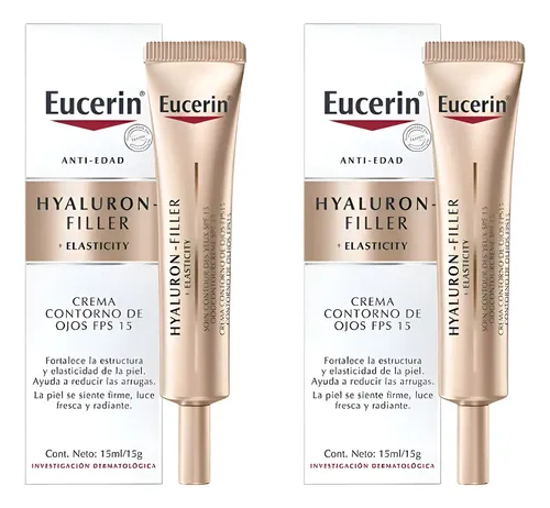 Combo X2 Eucerin Contorno Ojos Hyaluron Filler + Elasticity Todo Tipo De Piel Día