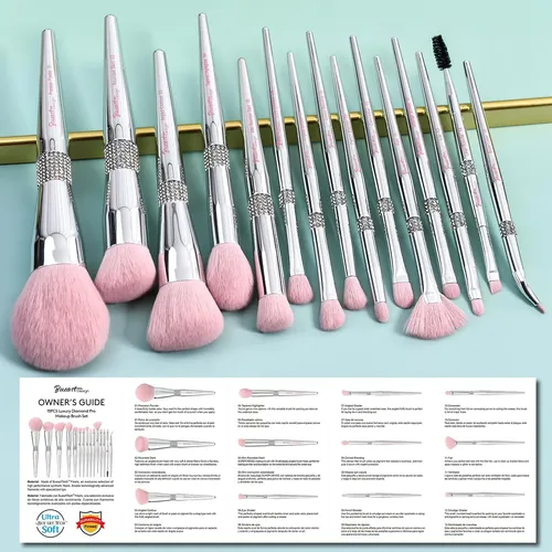 Elegant Pink Ultra Soft Labeled Makeup Brushes Sets With