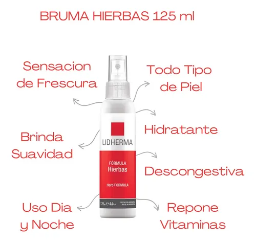 Bruma Facial Hierbas Descongestiva Hidratacion Lidherma