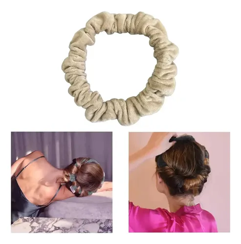 Rizador De Pelo Sin Calor Scrunchies Diadema Para Beige