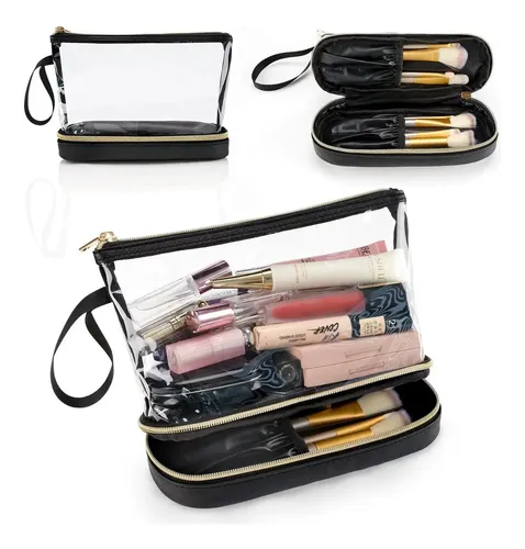Neceser Pvc Transparente Doble Capa Seco-mojado Viaje